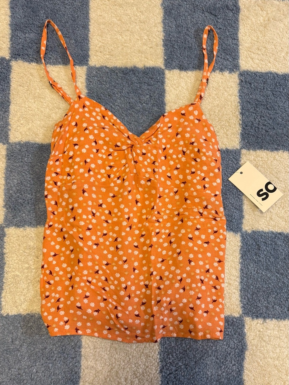 SO Lightweight Coral Floral Cami Tank Top